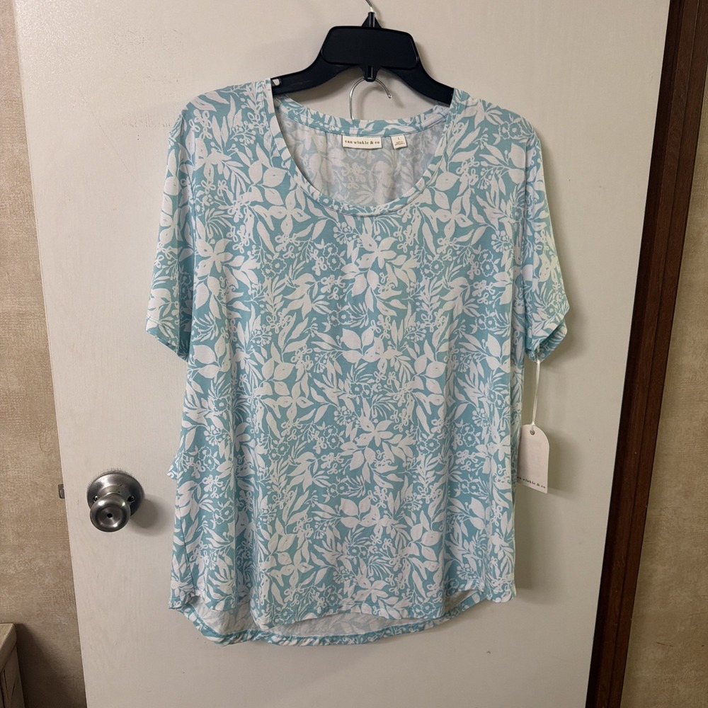 Van Winkle & Co Womens Pajama Short Set Blue Sz L